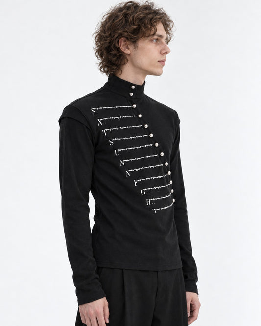 Diagonal Snap Mock Neck Top
