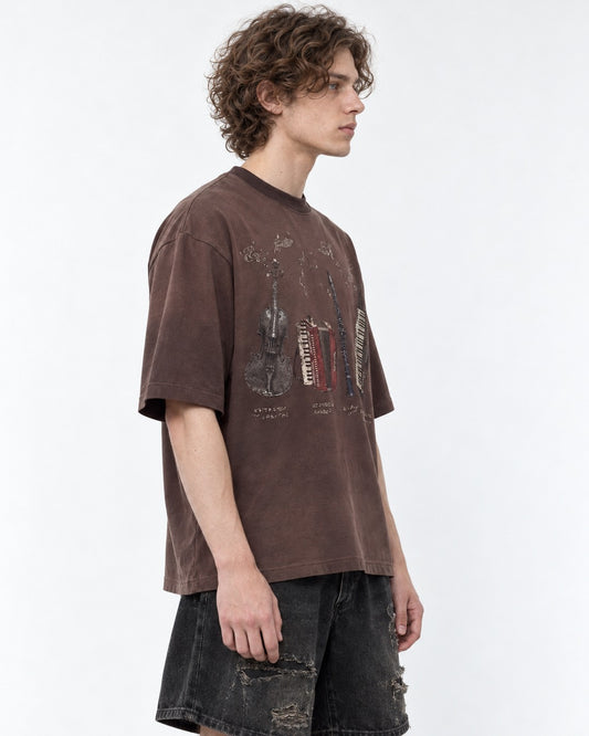 Instrument Print Spray-Dyed T-Shirt