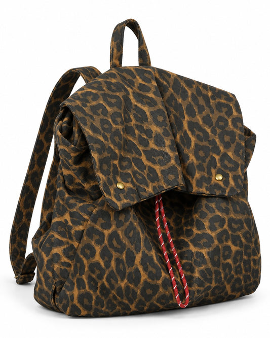 Leopard Print Flap Backpack