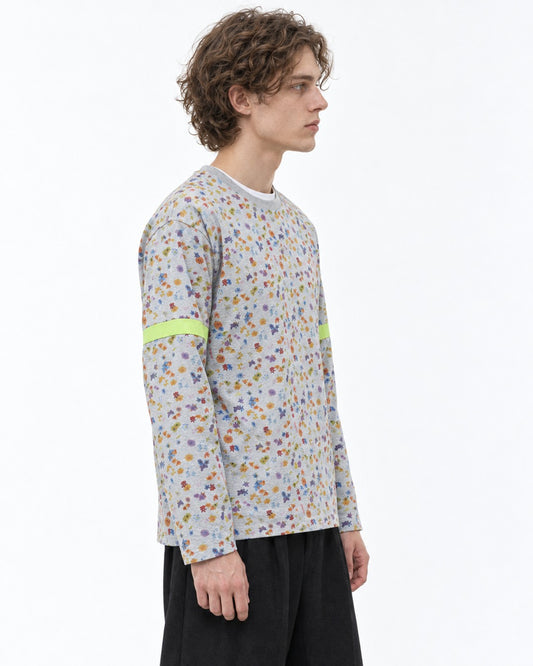 Colorful Floral Patchwork Cotton Long-Sleeve T-Shirt