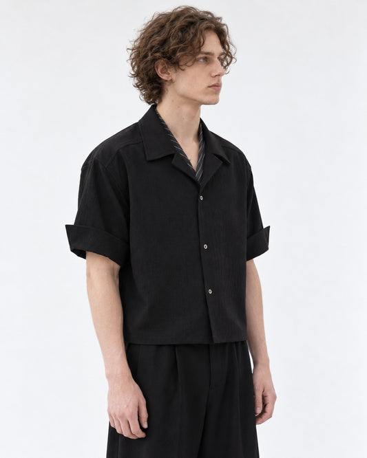 Layered-Collar Camp Shirt