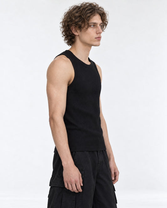 Ribbed Tank Top with Graphic Print