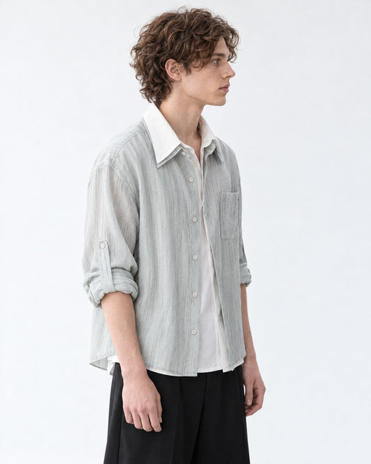Streaked Dye Layered Collar Shirt