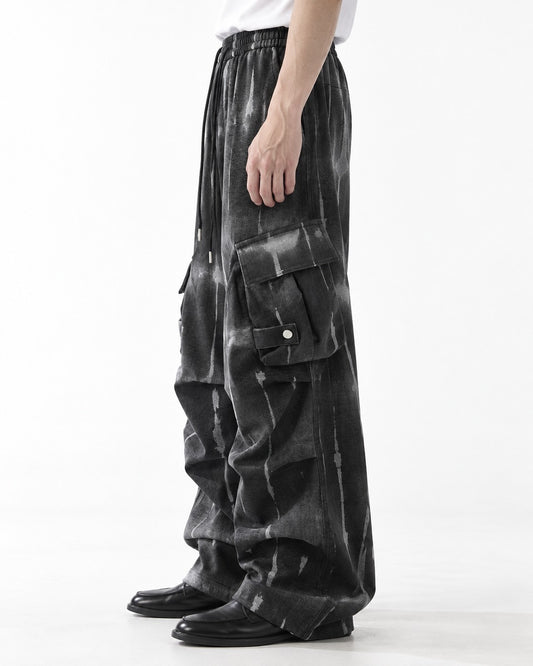Tie-Dye Wide-Leg Cargo Pants