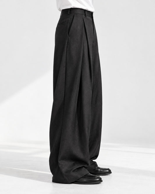 Deep-Pleat Wide Trousers
