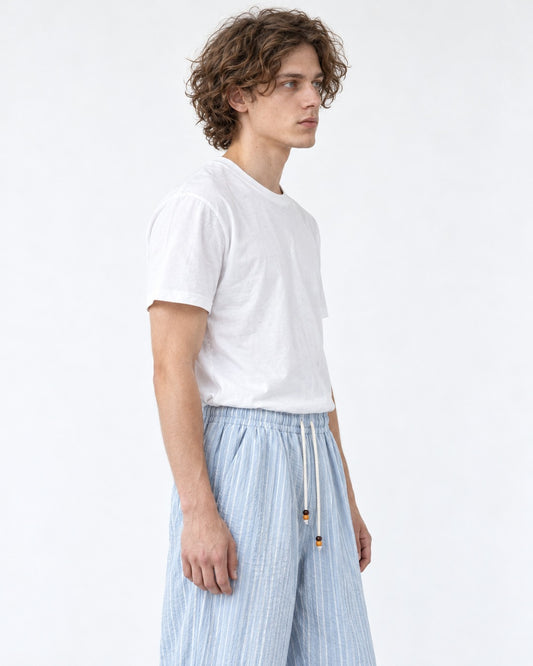 Striped Drawstring Wide Pants