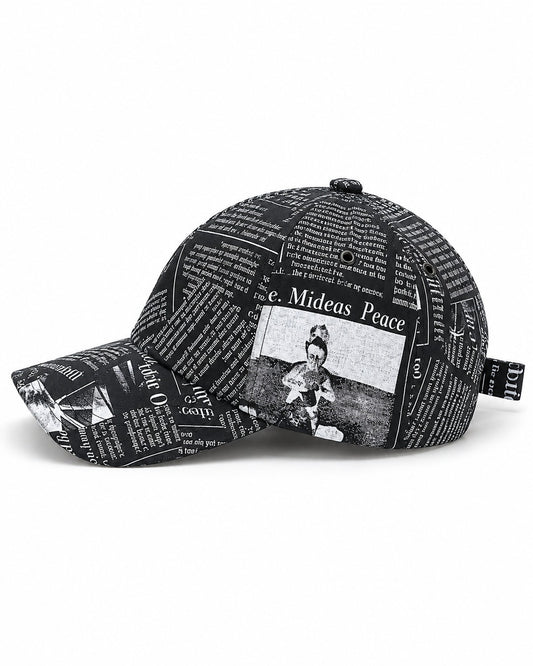 Newspaper Print Baseball Cap