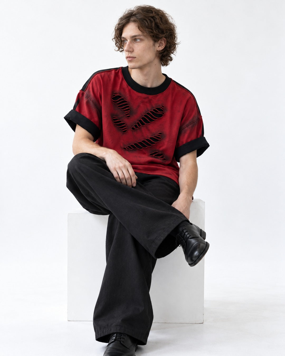 Slashed Colorblock Oversized Tee