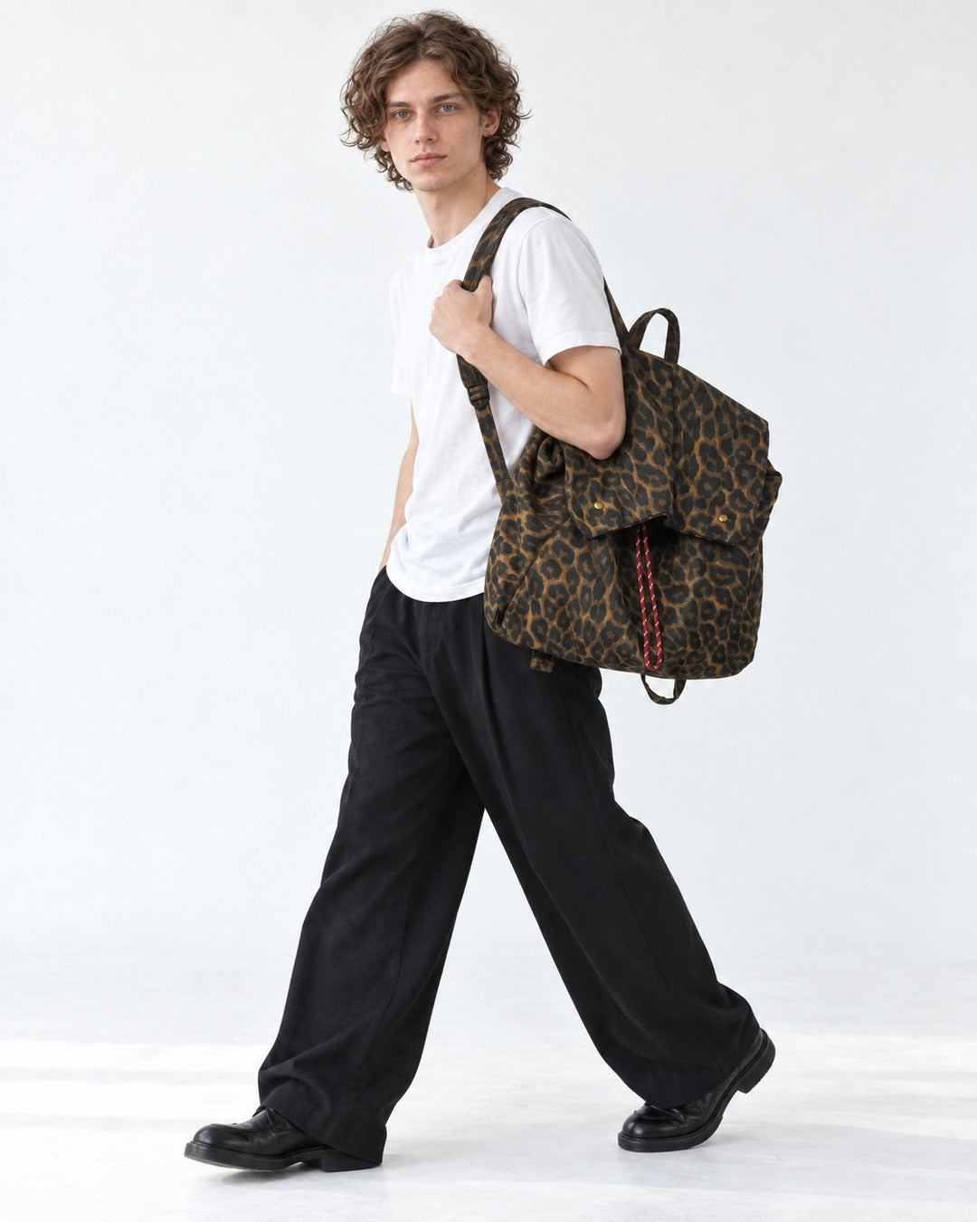 Leopard Print Flap Backpack