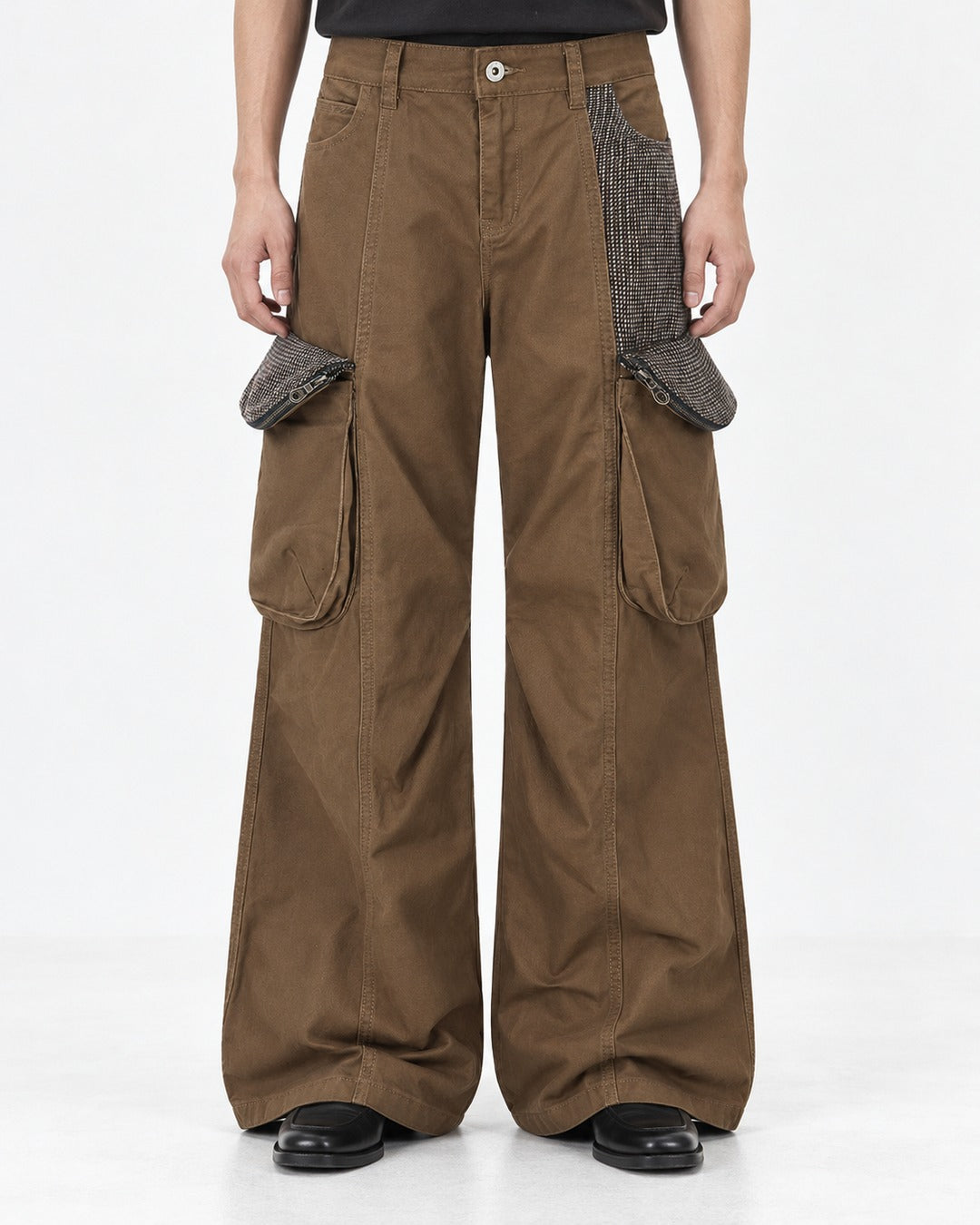 Corduroy Collar Denim Jacket and Cargo Pants Set
