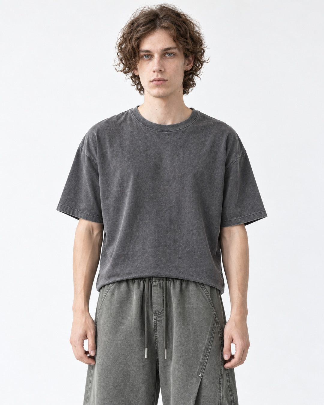 Riveted Diagonal-Seam Wide-Leg Pants
