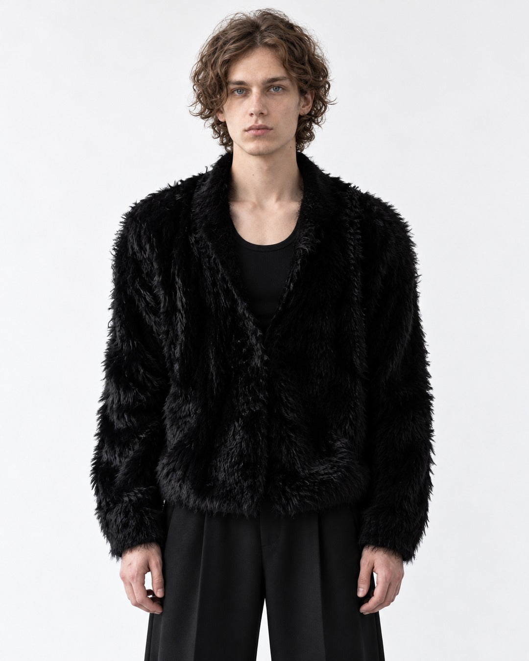 Fuzzy-Knit Draped Cardigan