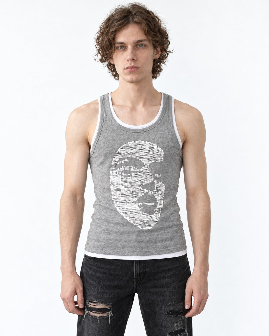 Sequin Face Graphic Layered Tank