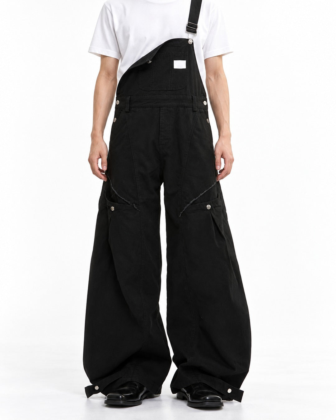 Wide-Leg Cargo Bib Pants
