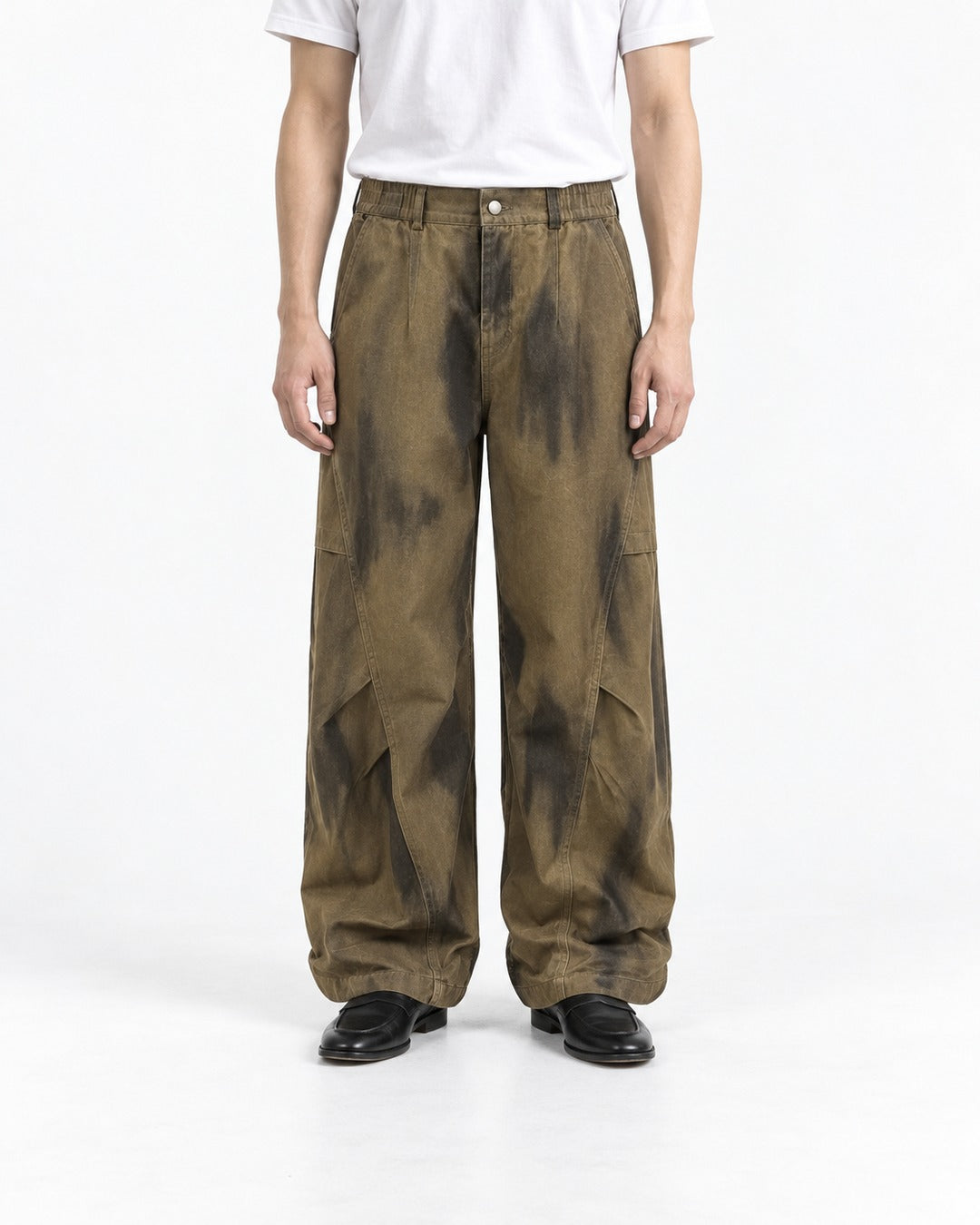 Dirty-Dyed Barrel Wide-Leg Pants
