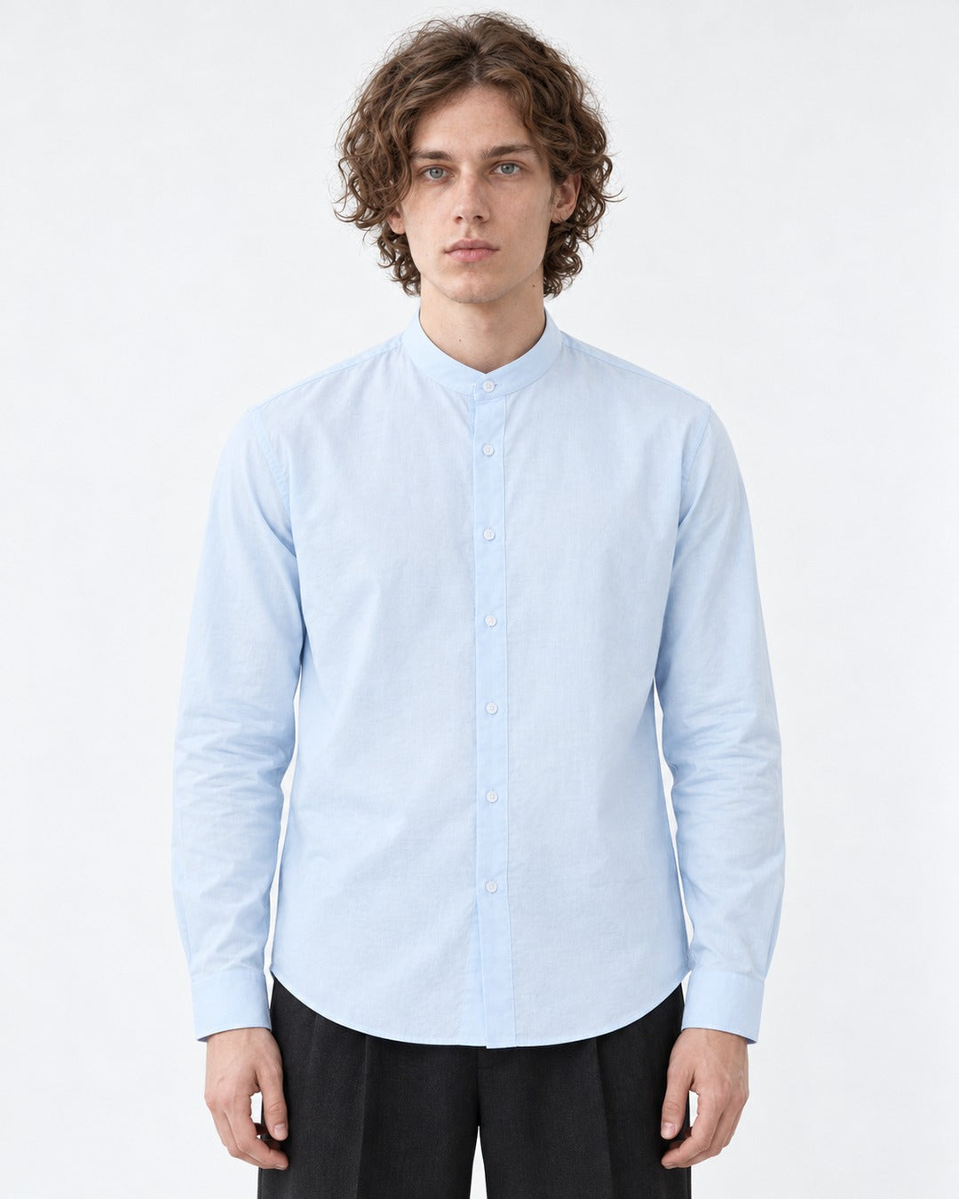 Band Collar Linen Cotton Shirt