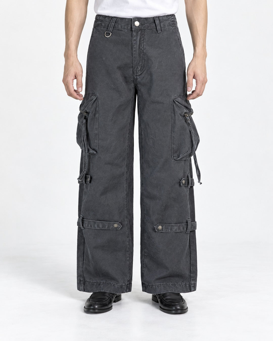 Strap Detail Zip Pocket Cargo Pants