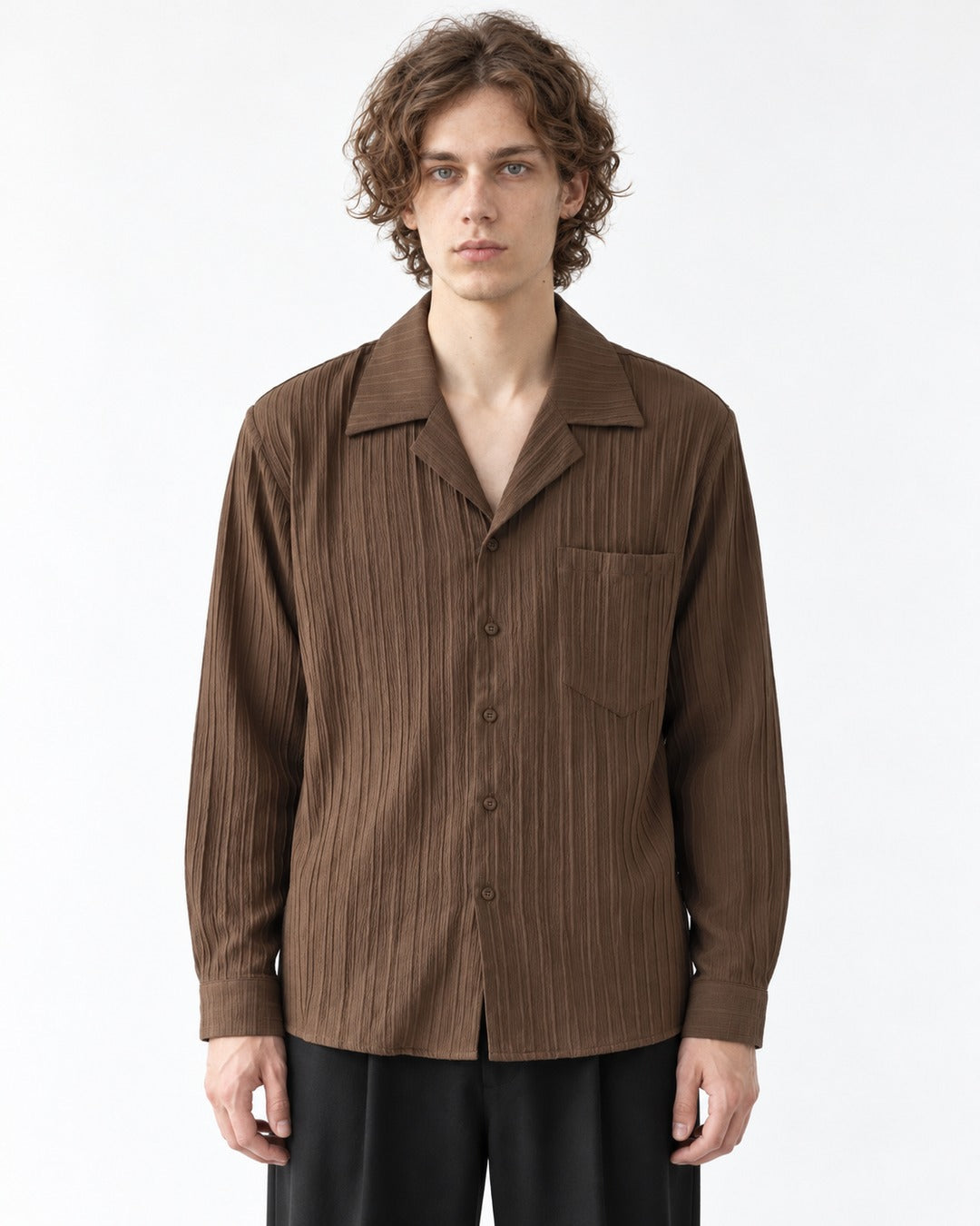 Textured Camp Collar Shirt