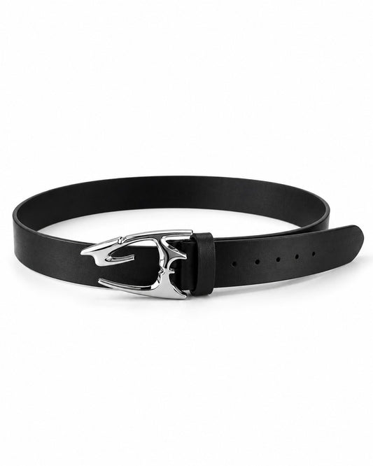 Sculptural Metal-Buckle Belt