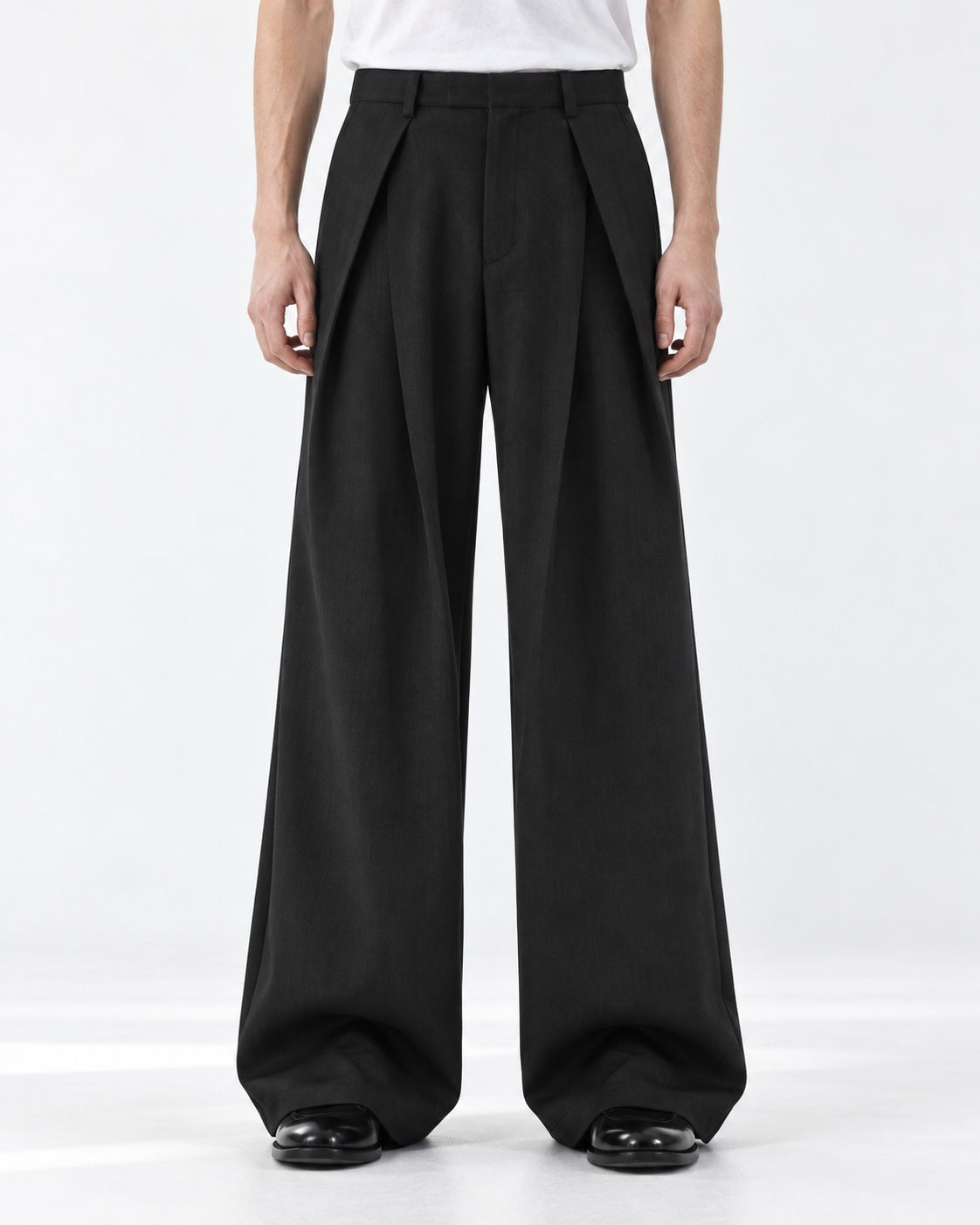 Multi-Fold Origami Wide-Leg Trousers