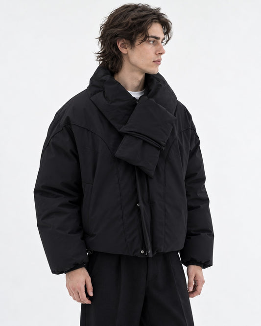 Wrap-Scarf Puffer Jacket