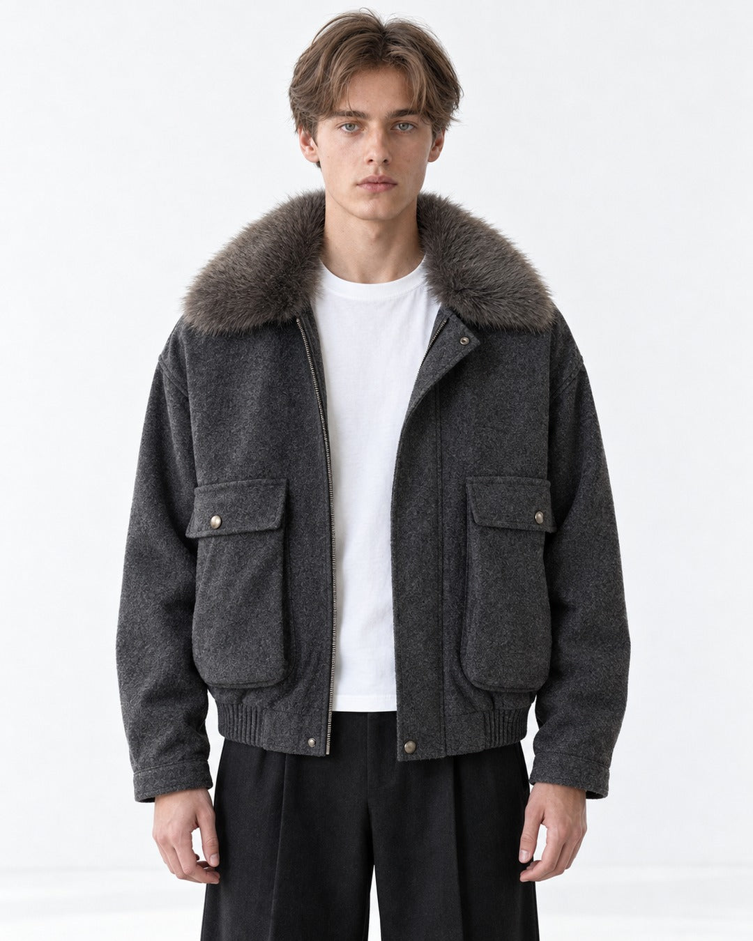 Stand-Collar Hip-Pocket Jacket
