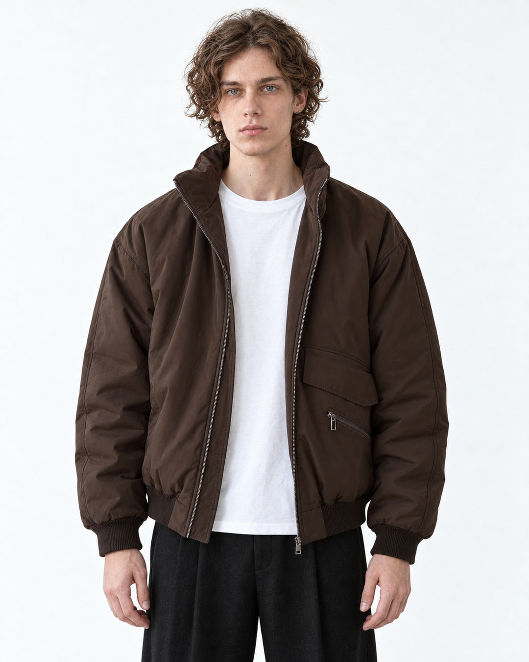Stand-Collar Zip-Pocket Jacket