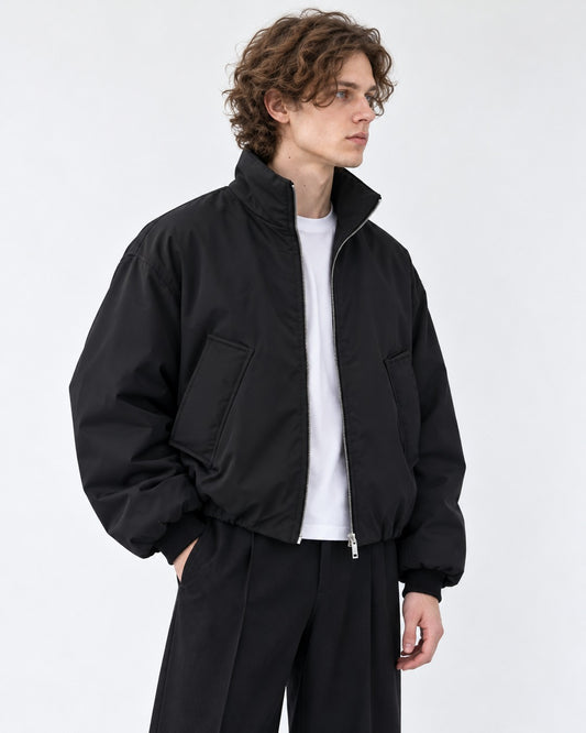 Slant Pocket Zip Bomber Jacket