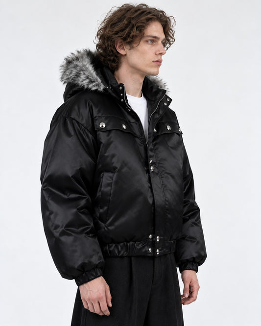 Fur-Trim Hooded Jacket
