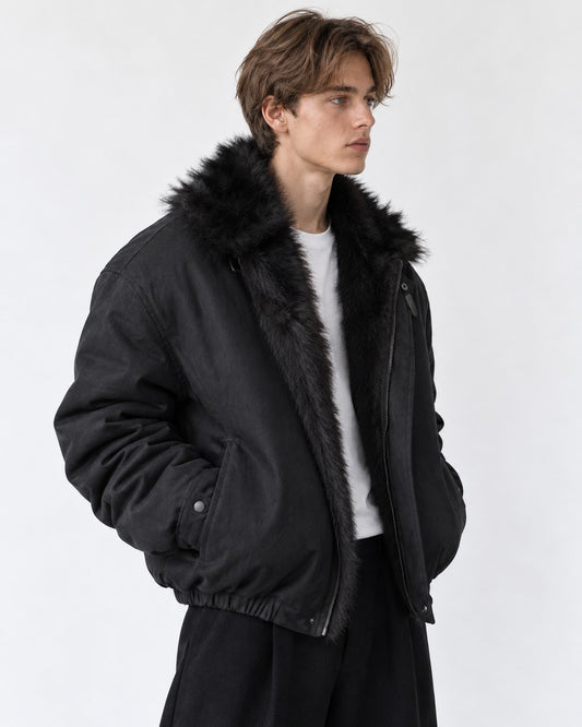 Trimmed Hood Charm Zip Bomber Jacket