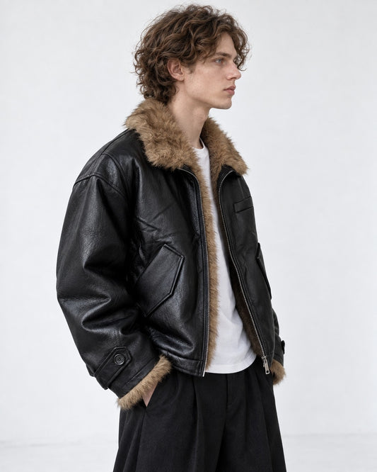 Contrast Collar Diamond-Quilted Jacket