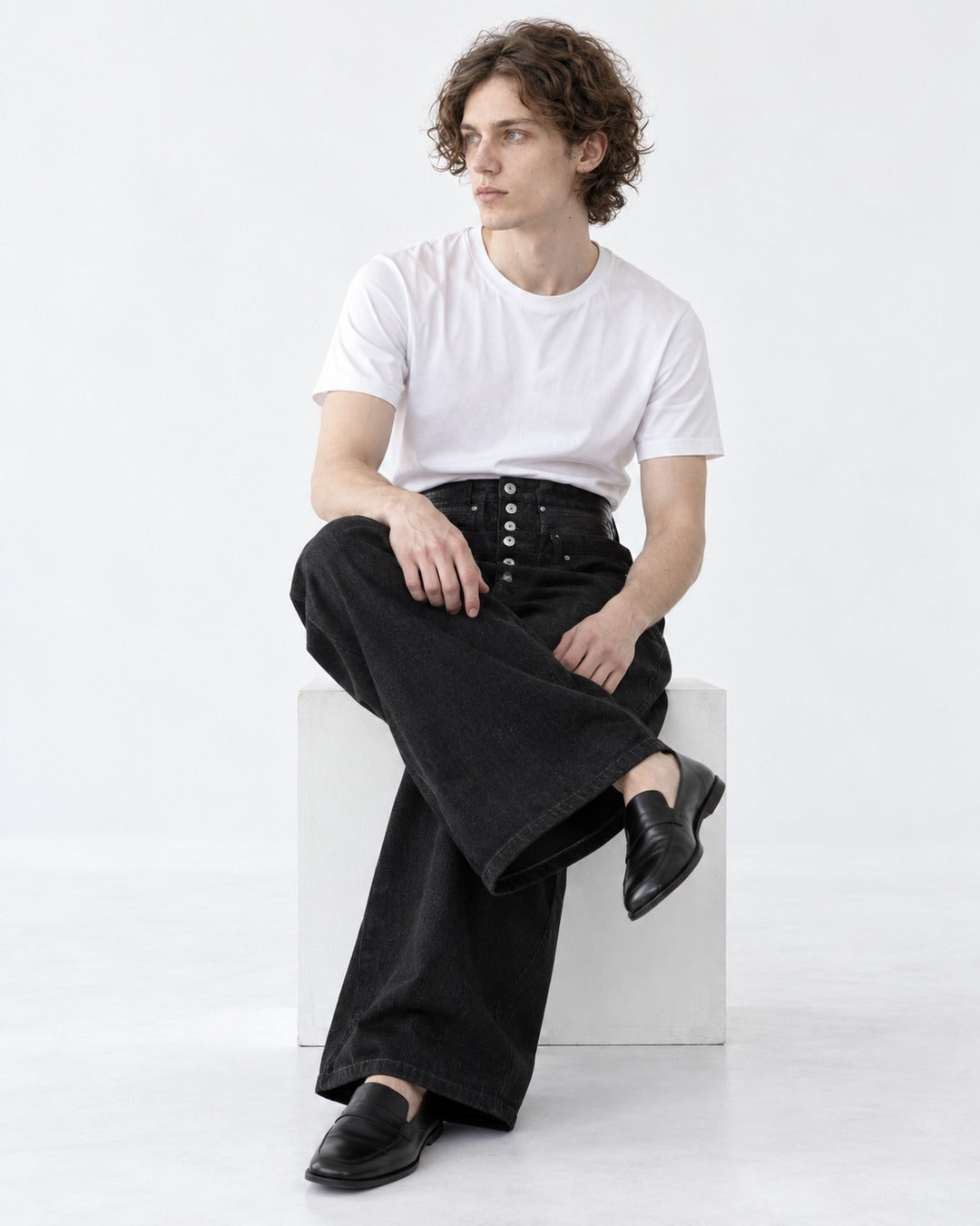 Double Waistband Denim Pants