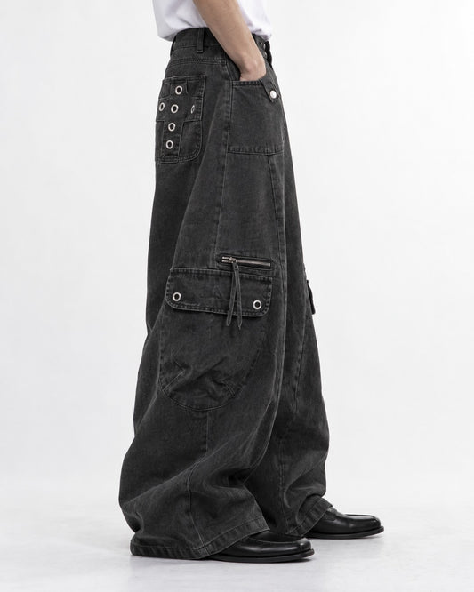 Rivet-Detail Workwear Pants
