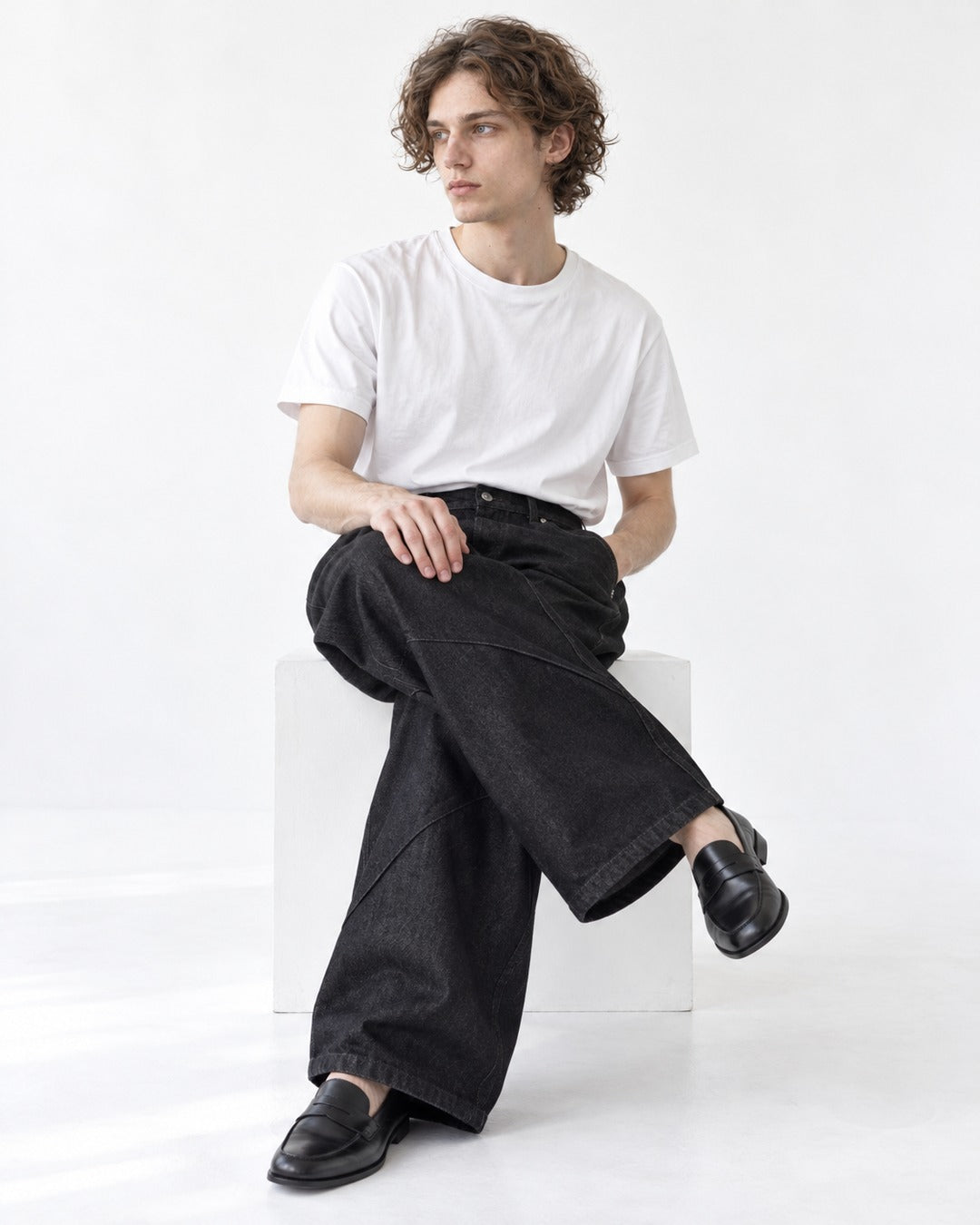 Washed Straight Denim Pants