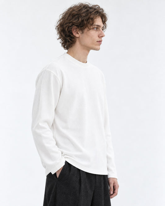 Mock-Neck Ribbed Long-Sleeve Top