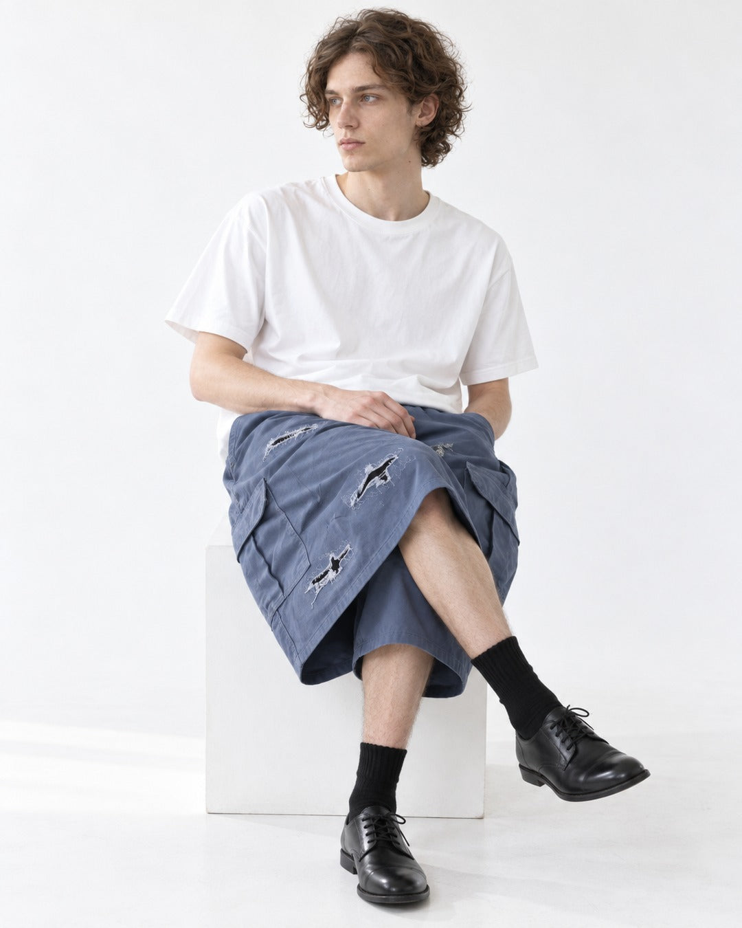 Distressed Cargo Shorts