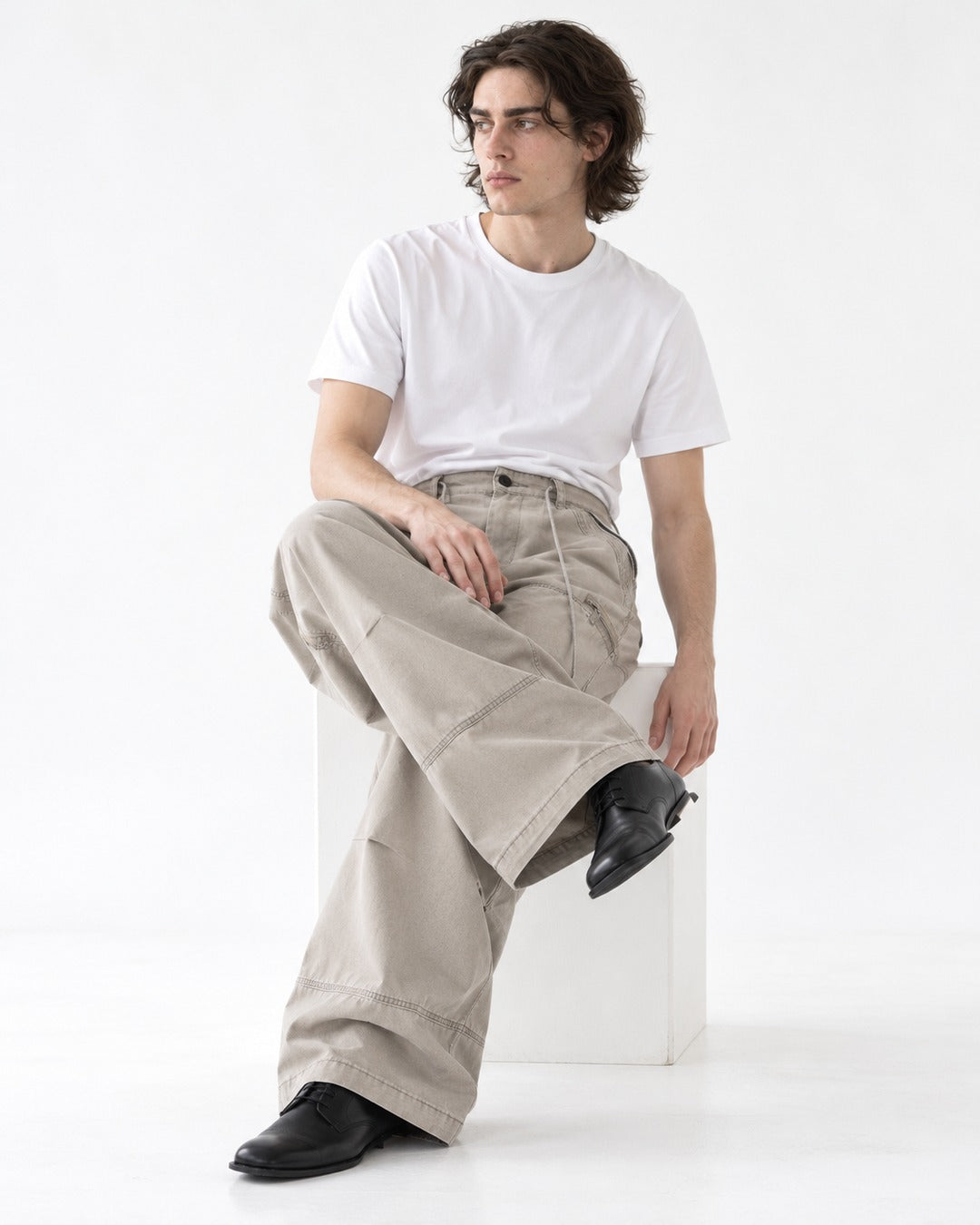Zip Pocket Drawstring Cargo Pants