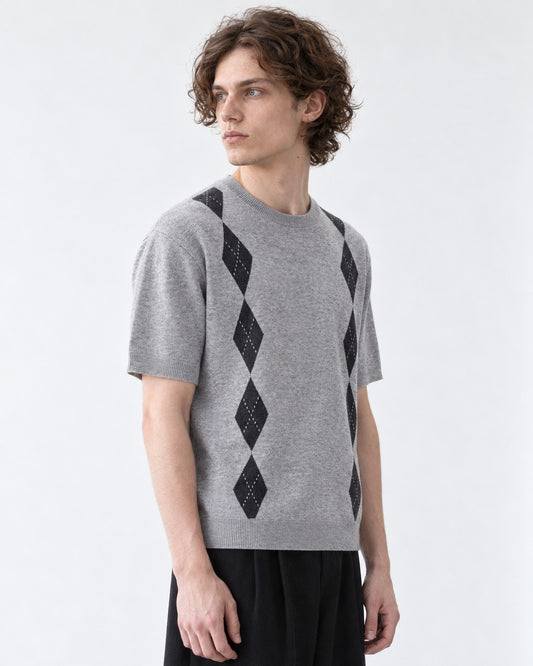 Argyle-Pattern Knit Top