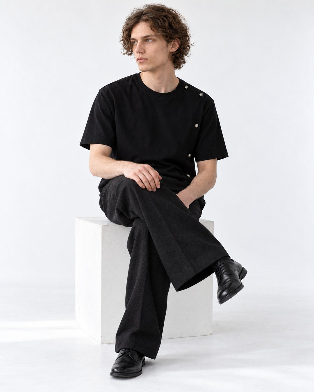 Tee with Side Button Detail