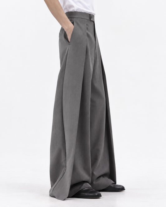Draped Panel Wide-Leg Trousers