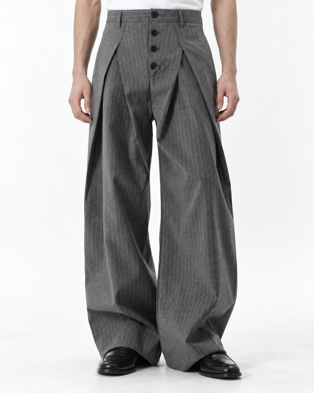 Pinstripe Crossover Wide Trousers