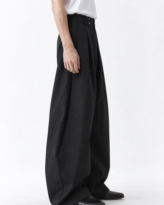 Twin-Snap Waist Pinstripe Balloon Trousers