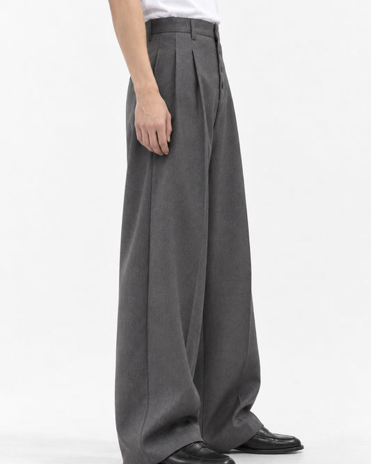 Button Fly Wide Trousers