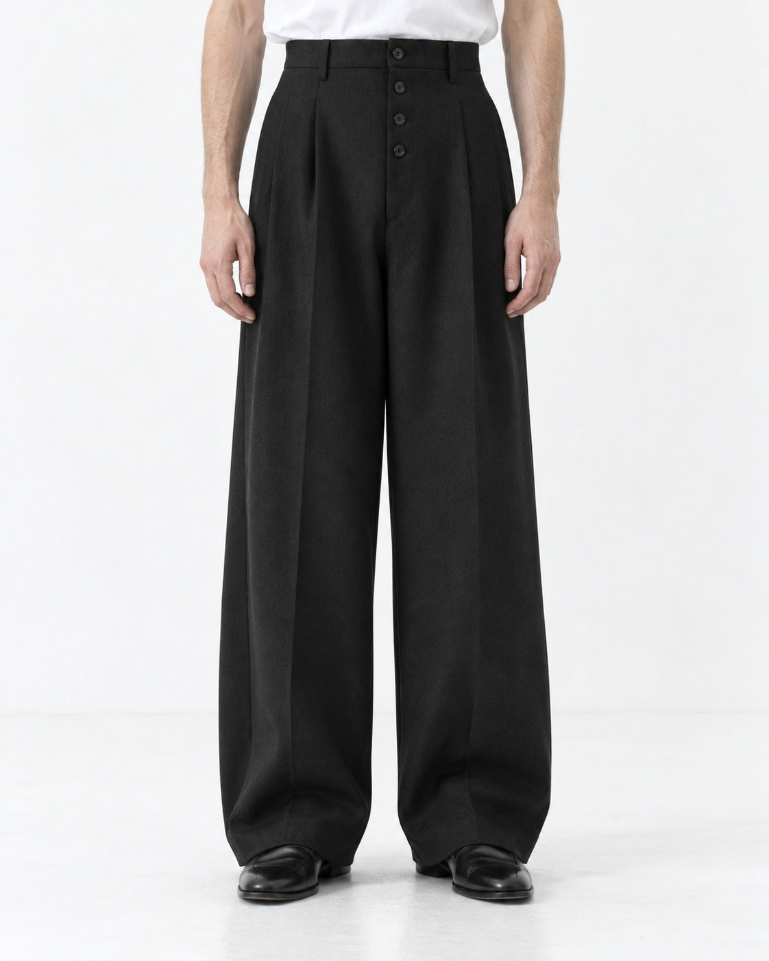 Button Fly Wide Trousers