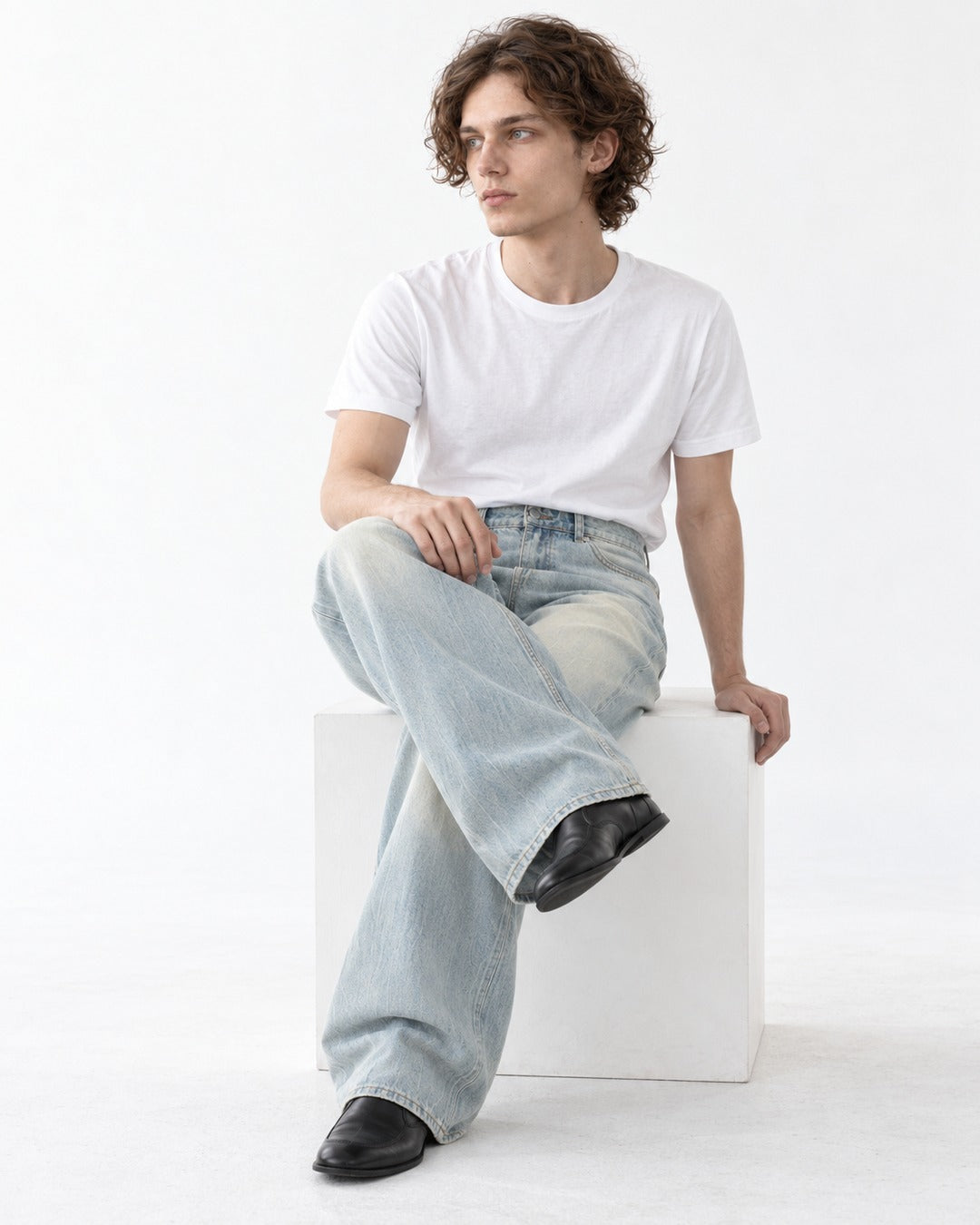 Sun-Faded Wide-Leg Jeans