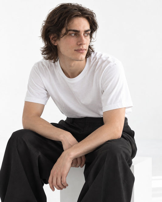 Twin-Pleat Tapered Wide-Leg Trousers