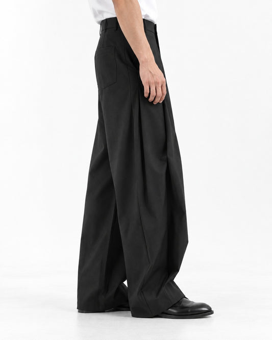 Twin-Pleat Tapered Wide-Leg Trousers
