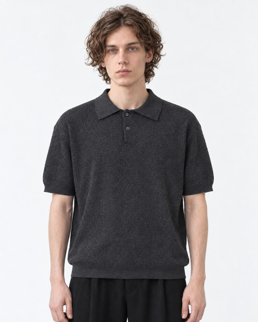 Knit Polo Shirt (Gray)