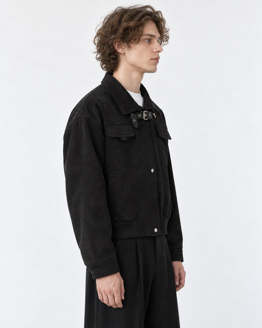 Buckle-Strap Cropped Jacket