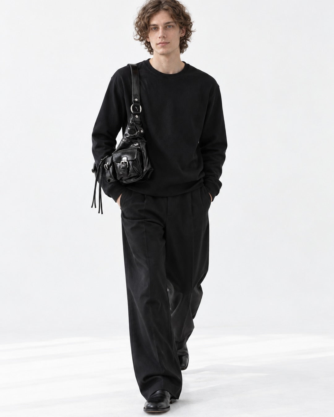 Multi-Pocket Studded Shoulder Bag